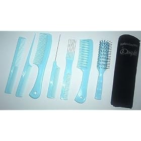 Dimples Professional 7  Piece Brush & Comb Set - Blue