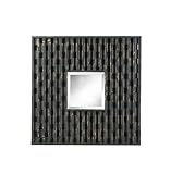 IMAGE OF Square Wall Mirror Checker Design Frame in Distressed Black Finish