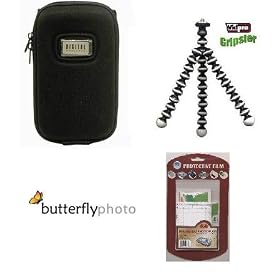 Hard Shell Carrying Case & Gripster Tripod Kit Exclusive for Flip Video Ultra Camcorder U1120B / Flip Video Mino Camcorder F360W / Package Includes Free Pack Of LCD Screen Protectors