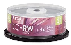 TDK 4x 700 MB/80-Minute CD-RW (25-Pack Spindle )