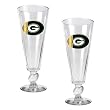 Green bay Packers NFL 2pc Pilsner Glass Set with Football on stem - Oval Logo by Great American Products