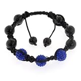 Triple Sapphire Disco Ball Czech Diamond Bead Adjustable Shamballa Bracelet