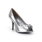 Peep Toe Stiletto Bow Pumps Silver