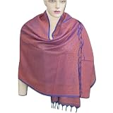 Comfortable Soft Handmade Self Design Semi Silk Rectangular Scarf From India (Free Shipping) scrf0031r