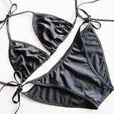 視線くぎづけ♪ビーチ姫セクシー三角ビキニフルバック/水着/黒ブラック/フリーサイズ
