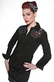 Living Dead Souls Womens ANCHOR AND ROSES Button Up Shirt with Polka Dots - Black