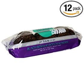 San-J Black Sesame Rice Crackers, 3.7-Ounce Packages (Pack of 12)