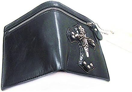 Happy Buy Star? Men's Unisex Fashion Punk Gothic Rock Style Short Fit 2-Color Leather Skull Head Cross Wallet----Black