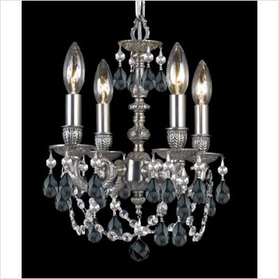Crystorama Mirabella 5504-PW-CL-MWP Mini 4-LT 240w Chandelier Lighting in Pewter