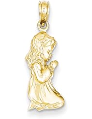14k Yellow Gold Praying Girl Pendant. Metal Wt- 1.28g