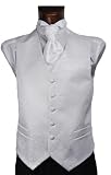 Mens White Scroll Wedding Waistcoat