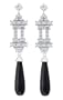 Platinum Plated Sterling Silver White Cubic Zirconia and Black Ony x  Dangle Earrings
