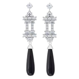 Platinum Overlay Sterling Silver White Cubic Zirconia and Black Onyx Dangle... by Amazon.com Collection