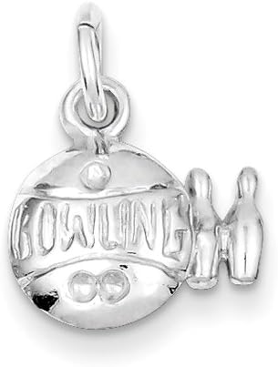 925 Sterling Silver Bowling Ball Solid Charm Pendant 13mmx14mm