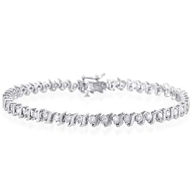 14K White Gold 2.00 Carat Diamond S-Link Bracelet - 7 (H-I , I1-I2) by Netaya