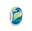 Pandora Style Charm Bead (Z453) - Glass (14mm x 8mm) (fits Troll too) ~ Blue and Light Green Swirl