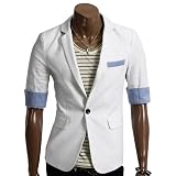 DOUBLJU Mens Casual Short Sleeve 16 color Basic Jacket(091D)