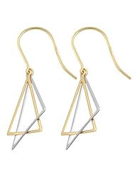 14 Karat Two-tone Gold Triangle Dangle Earrings