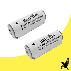 Two Halcyon 1200 mAH Lithium Ion Replacement Battery for Canon PowerShot ELPH SD4500 IS 10 MP Digital Camera and Canon NB-9L