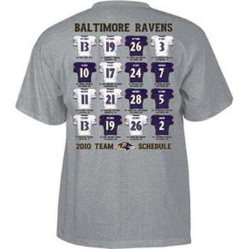 Baltimore Ravens Reebok 2010 Team Schedule T-Shirt - M