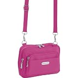 Baggallini TRZ419FSPT Baggallini Triple Zip Bagg Crinkle Fuschia/Pewter Ladies Crossbody Bag