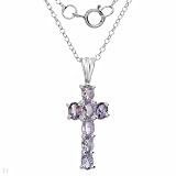 Stylish Brand New Cross Necklace With 1.19ctw Genuine Tanzanites Beautifully Designed in 925 Sterling silver Length 18in