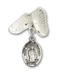 Sterling Silver Baby Badge with St. Thomas A Becket Charm and Baby Boots Pin