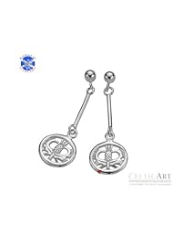 Sterling Silver Round Thistle Earrings 35mm (CATH027)