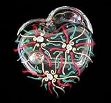 Regal Poinsettia Design - Hand Painted - Heart Shaped Box - 2 pieces - 4.5 inch diameter