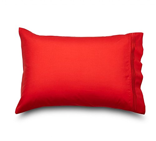 Queen Red Amadora Double Brushed Microfiber Luxury Pillowcase Set - The Ultimate in Breathability and Comfort, These Highly Durable Microfiber Red Pillowcases are the Highest Quality on the Market; They Don't Wrinkle, are Super Soft to the Touch, Never Shrink,& Breathe 50% Better Than Cotton