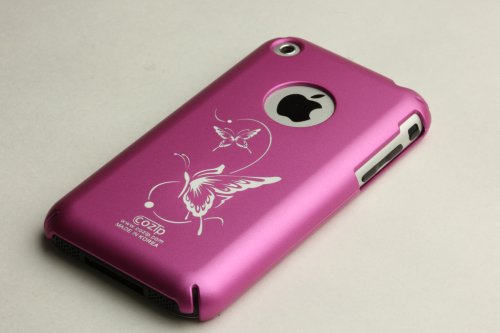 Cover image : Apple iPhone Soft Polycarbonate Slim fit Case - Pink with Butterfly Tattoo (Cozip Brand) Made in Korea