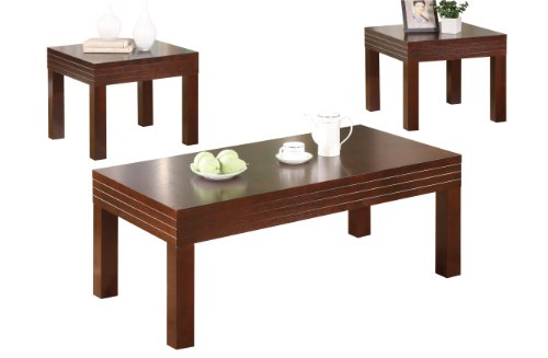 Poundex F3190 3-Piece Coffee Table, Brown