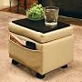 Storage Ottoman with Snack Tray-Almond Biege Color