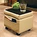 Storage Ottoman with Snack Tray-Almond Biege Color