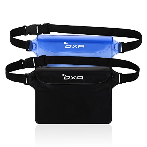 OXA Waterproof Pouch Dry Bag with Adjustable Waist Strap for Beach, Fishing, Hiking, Bigger Space Lightweight, Perfect Protection for Phone, Camera, Cash From Water, Sand, Dust and Dirt (Blue + Black)