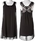 LA BELLE Butterfly Crocheted Shift Chiffon Dress