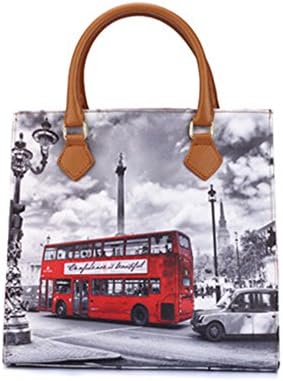 S-BBG(TM) Women Leather Top-handle Tote Handbag Retro Print World Map with Card Holder