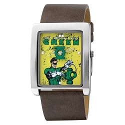 Armitron Men's 880009 Rectangular "The Green Lantern" Brown Strap Character Watch