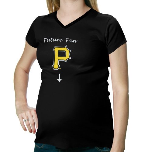 Pittsburgh Pirates Ladies Future Fan Maternity Tri-Blend T-Shirt - Black (Small)