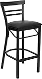 HERCULES Black Ladder Back Metal Bar Stool with Black Vinyl Seat - XU-DG6R9 ....