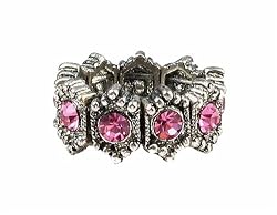Ring - R30 - Swarovski (tm) Crystal Stretch - Size Lg ~ Rose (Pink)