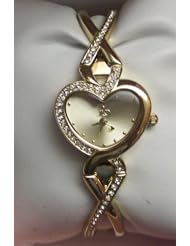 JLo Watch Fossil Ladies Heart shaped Gold Tone Bracelet Watch J2/1033