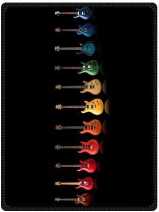 58"(W)x80"(L) (Large) Washable Many Guitar Colorful Fleece Throw Blanket New Styles