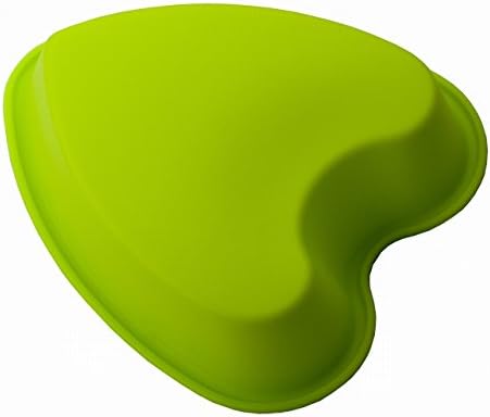 Cooking Classics Heart Shaped Silicone Non-stick Cake Pan & Food Mold * Novelty Shaped * Mold for Cakes, Jell-o's, Pizza and More * Baking Supplies & Silicone Bakeware * Valentine's Day or Wedding Cakes * Superior to Glass Cake Pans *,Green