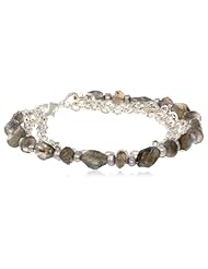 Italian 14k Tri-Color Gold Textured Dangle Circle Charm Bracelet, 7.25"