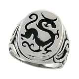 Surgical Steel Dragon Goth Ring Blackened finish 7/8 in. (23mm) wide, sizes 9 to 15
