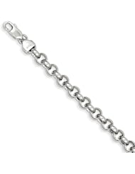 14k White Gold 7.5in 7.5in 6.25mm Polished Fancy Rollo Link Bracelet