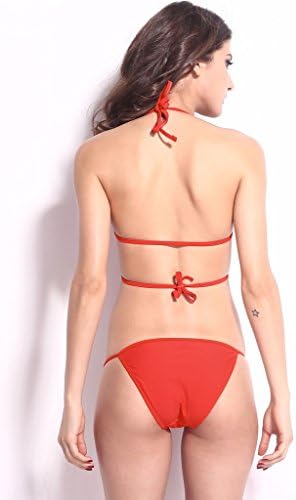 LymanC Women's Two Piece Twist Halter Padded Top Panty Bikini Swimsuit Beach