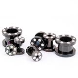 Gem Face BlackLine Flesh Tunnel Plug from 16 gauge to 5/8'', in 12g (Gauge), Sold Individually