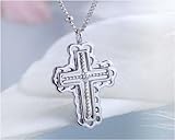 4月の誕生石☆K10WG ダイヤモンド 願いを叶えるクロス ネックレス クラシック・レース